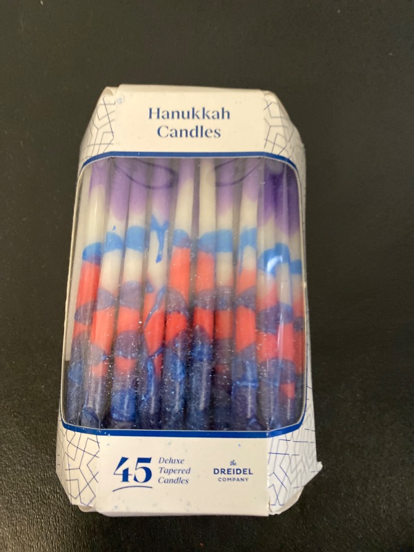 Photo 2 of The Dreidel Company Dripless Premium Tapered Hand Decorated Multi Blue Frosted Hanukkah Candles - Premium Quality Wax -
