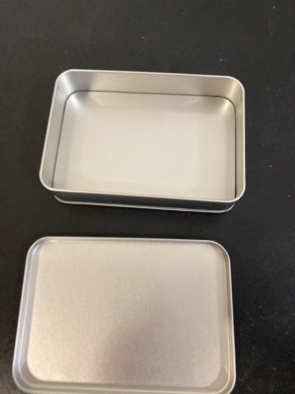 Photo 2 of uxcell Metal Tin Box, 8.66" x 6.3" x 2.72" Rectangular Empty Tinplate Storage Containers with Lids, Silver Tone
