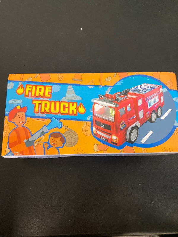 Photo 2 of Zetz Brands Fire Truck Toy for Boys, Girls, Kids, w/ 4D LED Lights, Toddlers - Age 3+ Fire Engine Push Toy Car for Little Fireman Real Firetruck Siren Sound, Bump & Go – Ideal Gift
