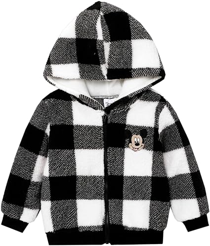 Photo 1 of Size S/M 5-6YRS Disney Mickey and Friends Toddler Girl & Boy Sherpa Fleece Long-sleeve Jacket, Fleece Plaid Hoodie