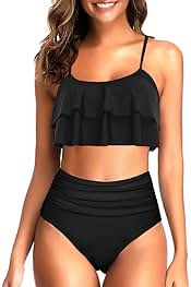 Photo 1 of XL Woman's Black Ruffle Swimsuit 