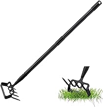 Photo 1 of Garden Hoe Cultivator Weeding Tool, Stirrup Hoe Rake with 62" Adjustable Long Handle Stainless Steel Heavy Duty Hula Hoe Tiller for Flower Beds, Patio, Garden Loosening Soil Weeding Digging (Black)
