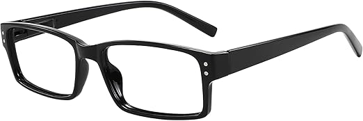 Photo 1 of 1.5+ Reading Glasses for Women Men with Spring Hinge Square Rice Nail Frame Black 