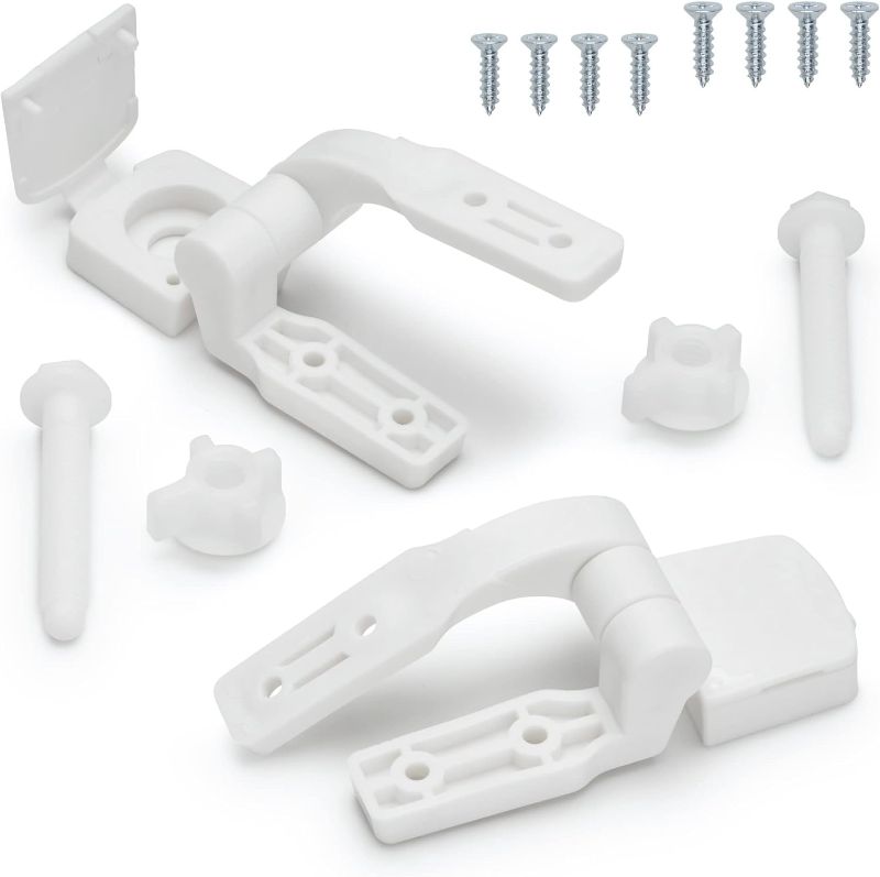 Photo 1 of White Plastic Toilet Seat Hinge Replacement with Bolts Screw and Nuts
