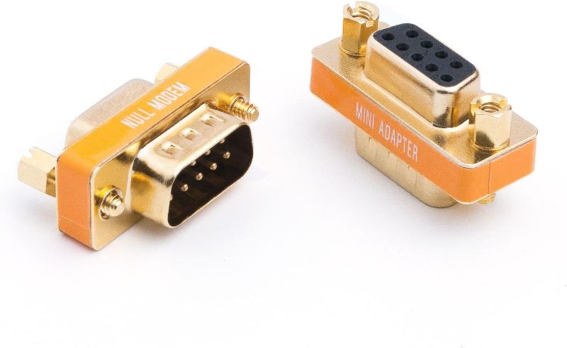 Photo 1 of DB9 Null Modem Adapter Male to Female Slimline Data Transfer Serial Port Adapter Gold Plated 2 Pack
