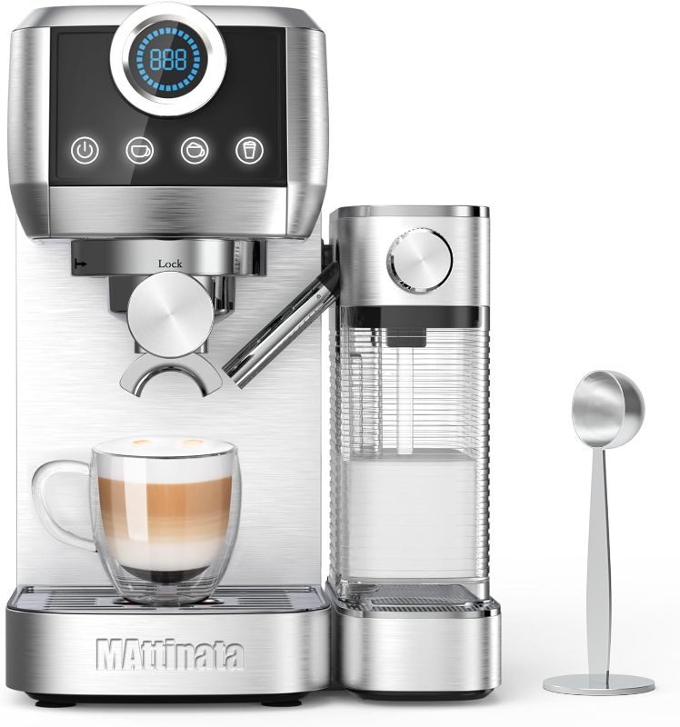 Photo 1 of Cappuccino Machine, Latte Machine with Automatic Milk Frother, 20 Bar Espresso Machine for Home Gifts, Espresso Maker with Touchscreen, Stainless Steel Style
