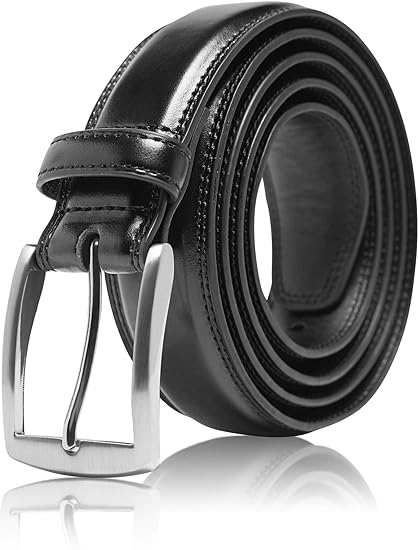 Photo 1 of S/M Genuine Leather Dress Belts For Men - Mens Belt For Suits, Jeans, Uniform With Single Prong Buckle - Designed in the USA
