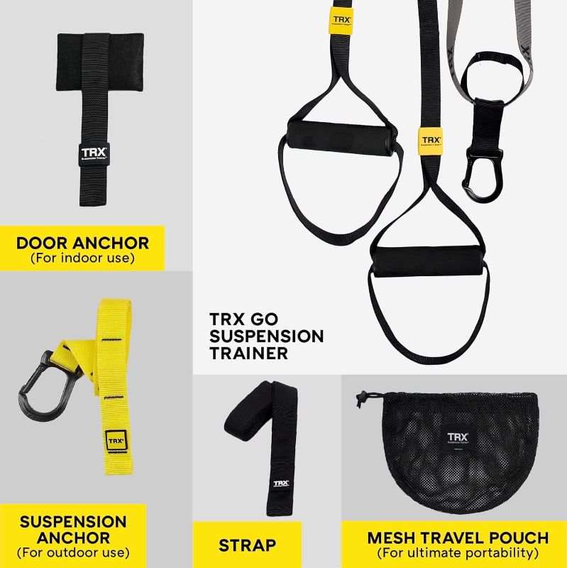 Photo 4 of TRX GO Suspension Trainer System, Full-Body Workout for All Levels & Goals, Lightweight & Portable, Fast, Fun & Effective Workouts, Home Gym Equipment or for Outdoor Workouts , Grey
