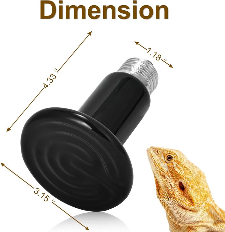 Photo 4 of 2 Pack Ceramic Heat Emitter - 150W Reptile Heat Lamp, No Light Emitted Bulb, Reliable and Safe Heat Bulb for Reptile & Amphibian
