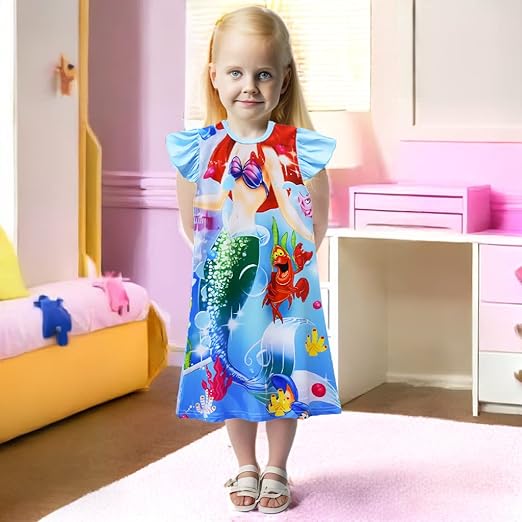 Photo 3 of Size S Little Girls Princess Dress Girls Cartoon Printed Casual Dress
