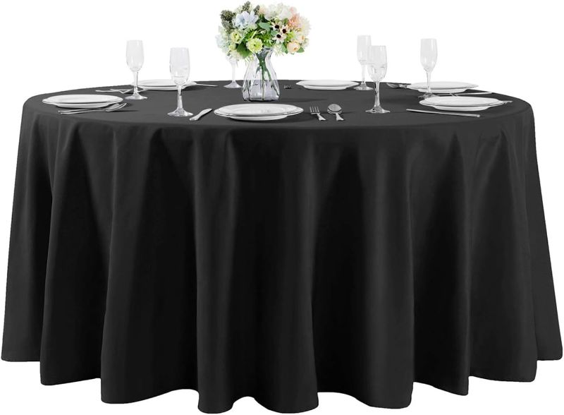 Photo 1 of 120 inch Round Tablecloth Washable Polyester Table Cloth Decorative Table Cover for Wedding Party Dining Banquet 120"x305cm