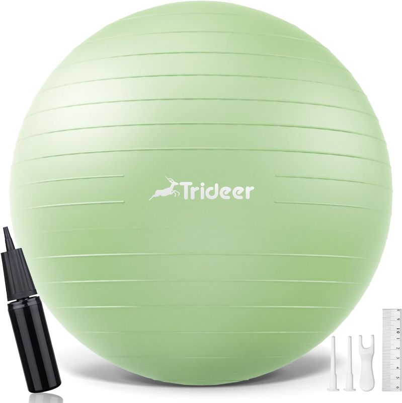 Photo 1 of Trideer Yoga Ball - Exercise Ball for Workout pilates Stability - Anti-Burst and Slip Resistant for physical therapy, Birthing, Stretching & Core Workout, Office Ball Chair, Flexible Seating, Home Gym
