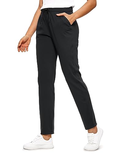 Photo 1 of (S) CRZ YOGA 4-Way Stretch Full Length Golf Pants for Women Tall 31" - Travel Sweatpants Workout Trousers with Pockets Black Small
