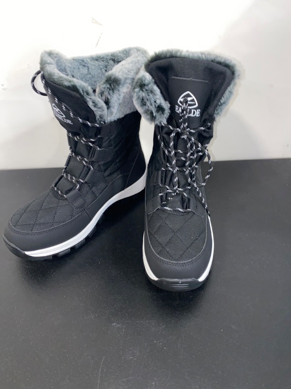 Photo 2 of Size 8-7 Women’s Snow Boot With Waterproof Lace Up Mid-Calf Outdoor Winter Deep Tread Rubber Sole
