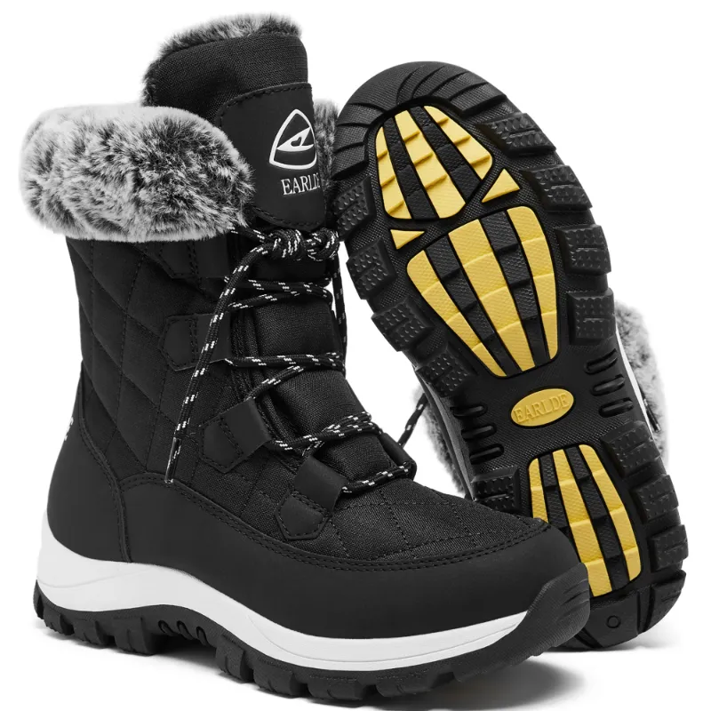 Photo 1 of Size 8-7 Women’s Snow Boot With Waterproof Lace Up Mid-Calf Outdoor Winter Deep Tread Rubber Sole
