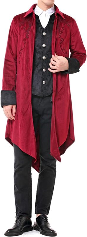 Photo 1 of L Gothic Costume Anime Cosplay Party Dress Halloween Steampunk Vampire Demon Hunter Trench Coat Long Stage Performance Props