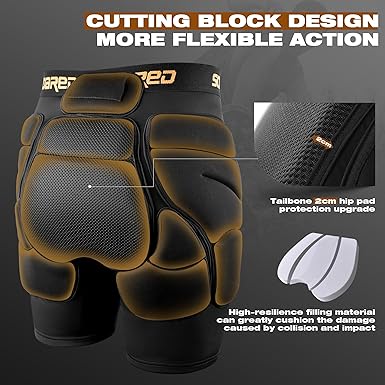 Photo 2 of Medium Soared 3D Protection Hip Butt XPE Padded Shorts for ski, ice Skating, Snowboarding, Skateboard for Men Women Black