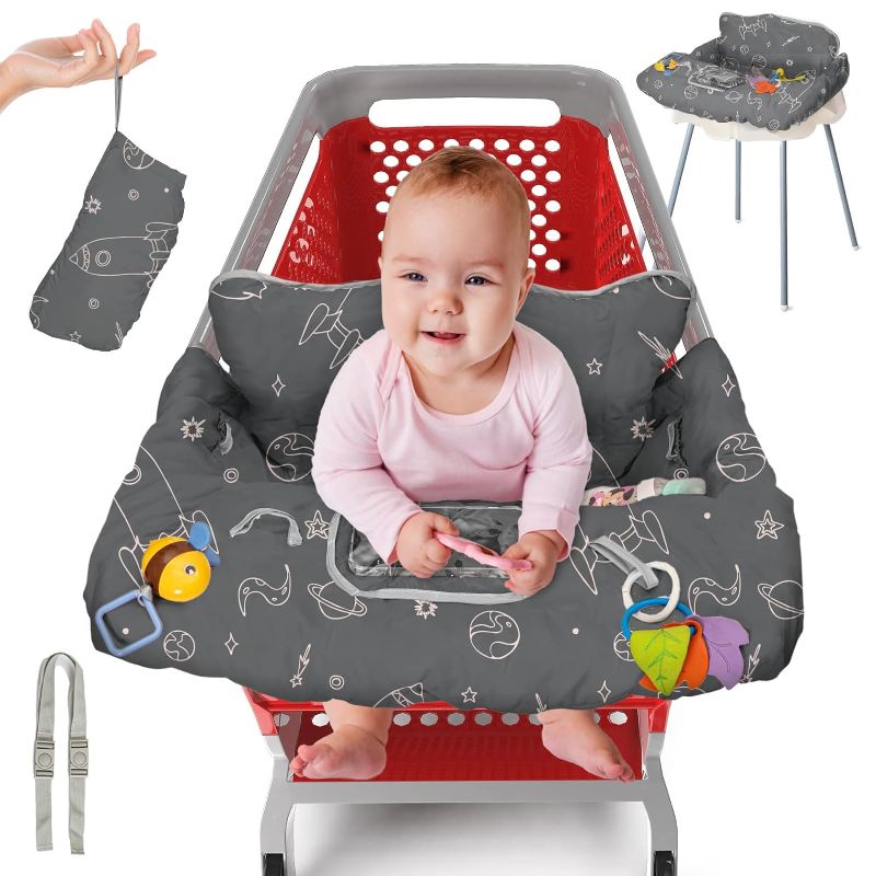 Photo 1 of Shopping Cart Cover for Baby PILLANI, Baby Registry Items, High Chair Cover for Restaurant Seat, Grocery Cart Cover for Baby Girl/Boy, Buggy Covers for Babies, Toddler Cart Cover, Infant Cart Hammock
