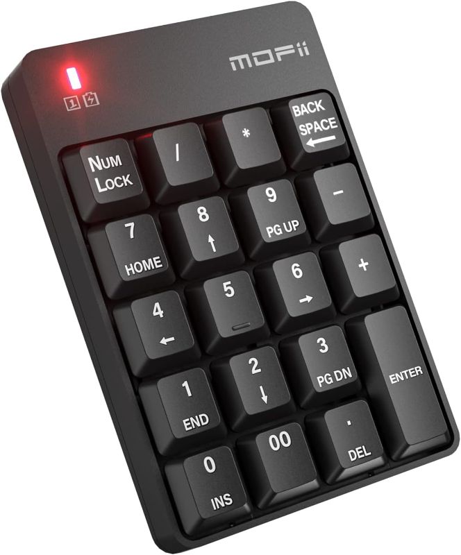 Photo 1 of MOFII Bluetooth 5.1 Number Pad Wireless Numeric Keypad Silent 19 Keys USB Keypads, Portable Financial Accounting Numpad 10 Key for Laptop/Notebook/Surface Pro/PC - Black
