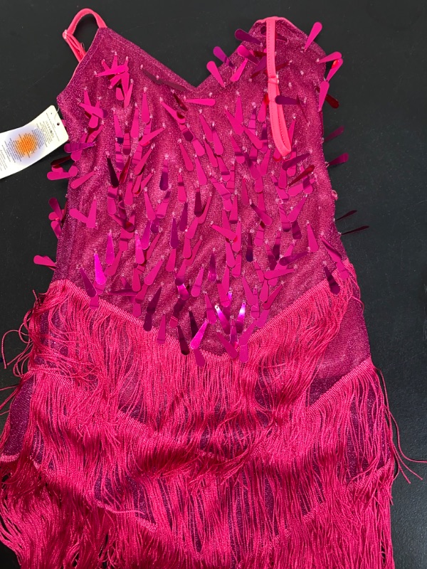 Photo 2 of XS Tassel Latin Dress Spaghetti Shiny Sequins Tassel Dancewear for Ballroom Salsa Rumba Dance