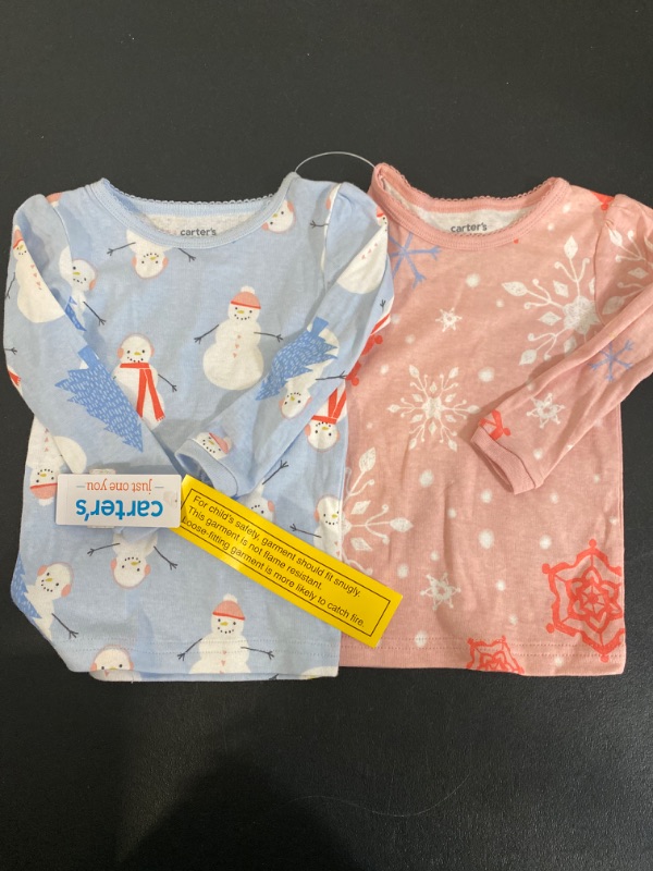 Photo 2 of (12M) Carter's Just One You® Toddler Girls' 4pc Snowmen and Snowflakes Pajama Set - Blue/Pink
