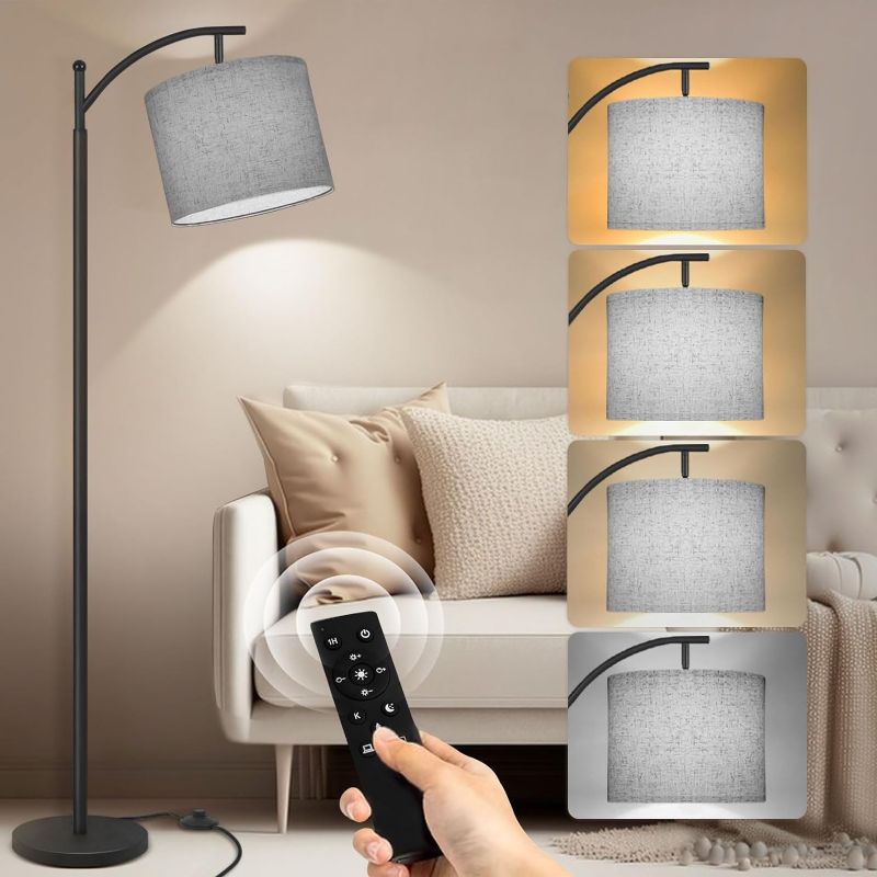 Photo 1 of  Floor Lamp for Living Room, , Standing Lamp with Remote Control, Tall lamp with Adjustable Linen Lampshade 