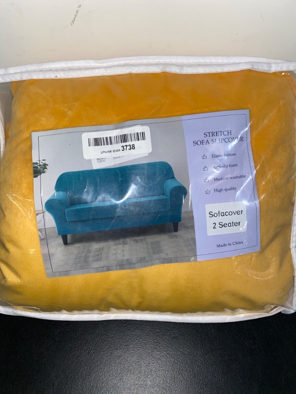 Photo 1 of Velvet Sofa Slip Cover (Yellow) Sofa cover 2 Seater 