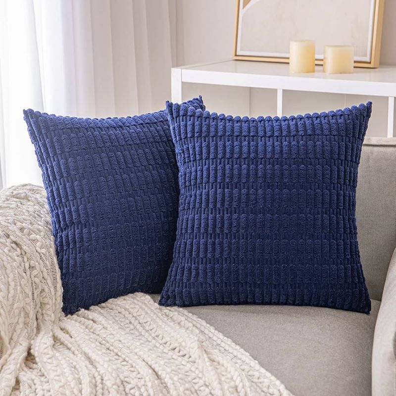 Photo 1 of Dark Blue Perfect Square Fleece Pillow Cases 2 Pack 