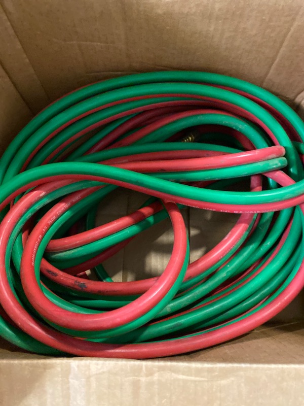 Photo 4 of Hromee Oxygen Acetylene Hose 1/4-Inch × 50 Feet with 9/16"-18 B fittings Welding Cutting Torch Twin Hose
