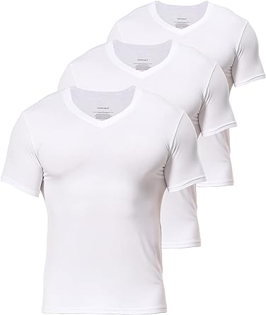 Photo 1 of L Comfneat Men's Undershirts Bamboo Viscose V-Neck Cool Feeling T-Shirt 3-Pack Knit Tops
