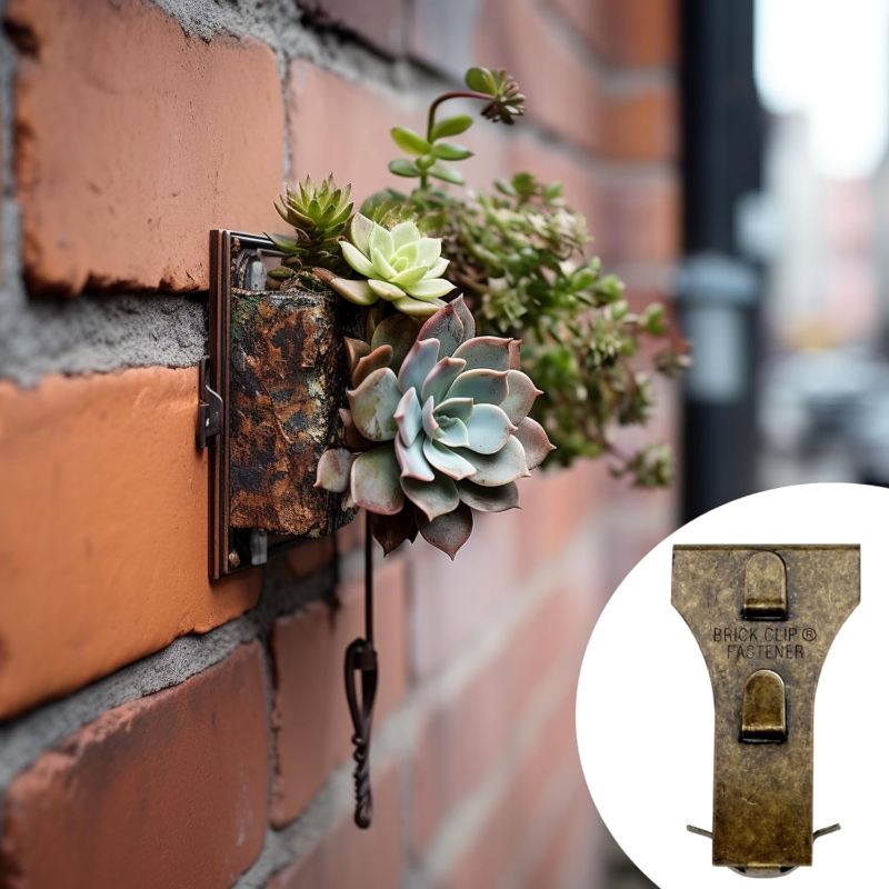 Photo 2 of Holiday Joy Brick Clips for Hanging Outdoors Indoors - Pack of 4 Hooks to Hang Wall Decor, Planters, Pictures, Christmas Decorations, & Wreaths up to 25 Pounds - Hanger Fits 2-1/8 to 2-1/3 Inch Bricks
