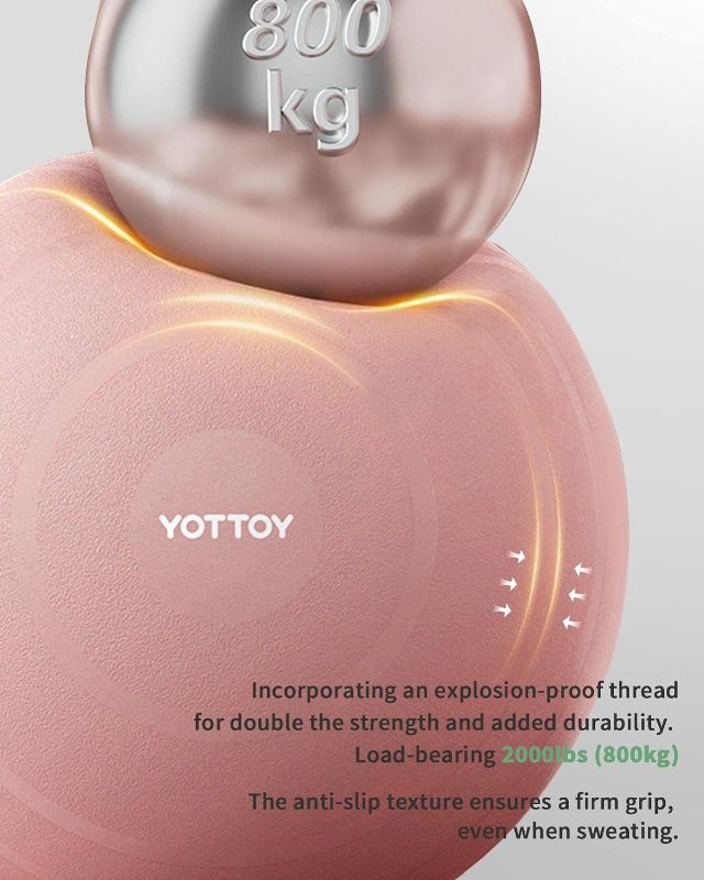 Photo 3 of YOTTOY Anti-Burst Exercise Ball for Working Out, Yoga Ball for Pregnancy,Extra Thick Workout Ball for Physical Therapy,Stability Ball for Ball Chair Fitness with Pump
