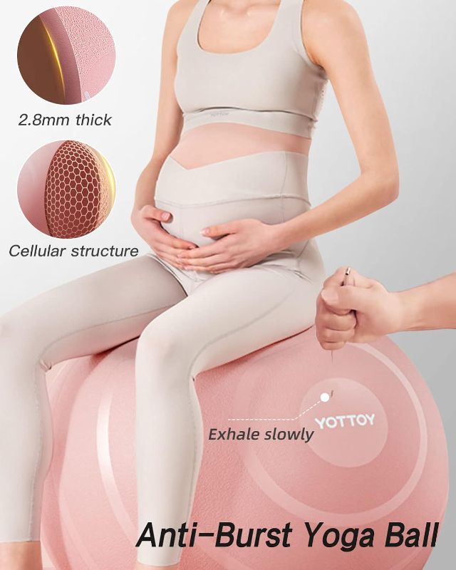Photo 2 of YOTTOY Anti-Burst Exercise Ball for Working Out, Yoga Ball for Pregnancy,Extra Thick Workout Ball for Physical Therapy,Stability Ball for Ball Chair Fitness with Pump
