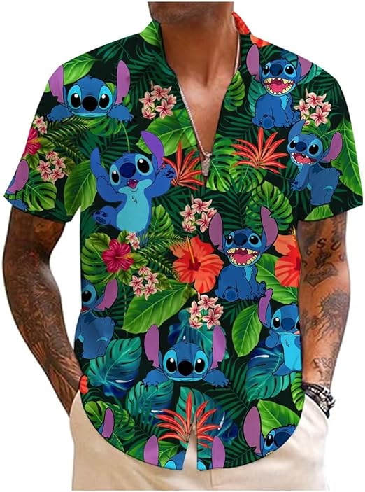 Photo 3 of M Hawaiian Shirt Casual Button T-Shirt Unisex Short Sleeve Tropical Shirt