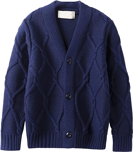 Photo 1 of  S Boys' Solid Diamond Knit Cardigan Sweater