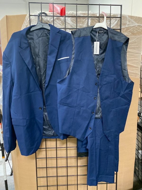 Photo 2 of 2XL COOFANDY Men's 3 Piece Slim Fit Suit Set One Button Jacket Blazer Vest Pants Set Wedding Formal Prom Tuxedo Suits
