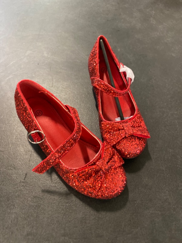 Photo 2 of M-L  Rubie's Child's Wizard of Oz Dorothy Deluxe Red Glitter Costume Shoes, Large
