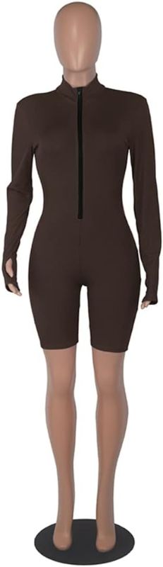 Photo 1 of S Women’s Sexy Bodycon Zipper Sports Jumpsuit Long Sleeve Short Romper Bodysuit Playsuit Tracksuit
