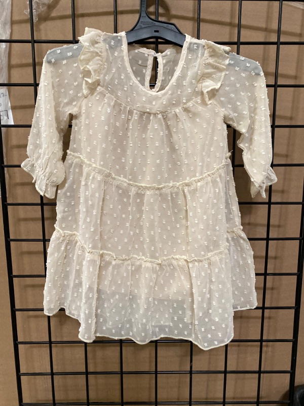 Photo 1 of 2-3T Glaoly Toddler Girl Dress Ruffle Long Sleeve Swiss Dot Mesh Flowy A Line Chiffon Dresses for Baby Girls 
