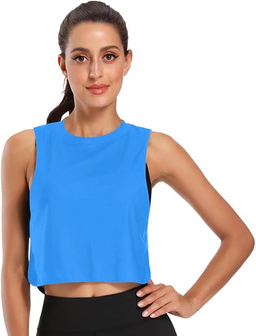 Photo 1 of M  Womens Crop Top Workout Running Shirts Loose Fit Tops Sizes 
