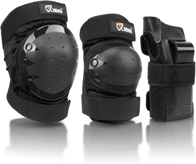 Photo 1 of JBM Adult & Kids Knee Pads Elbow Pads Wrist Guards 3 in 1 Protective Gear Set for Skateboarding, Skating, Inline Skating, Roller Skating, Scooter, Biking and Multi-Sports

