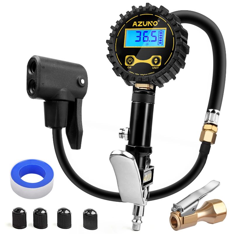 Photo 1 of AZUNO Bike Tire Inflator with Pressure Gauge - Easiest use with Both Presta and Schrader Bicycle Pump Valves
