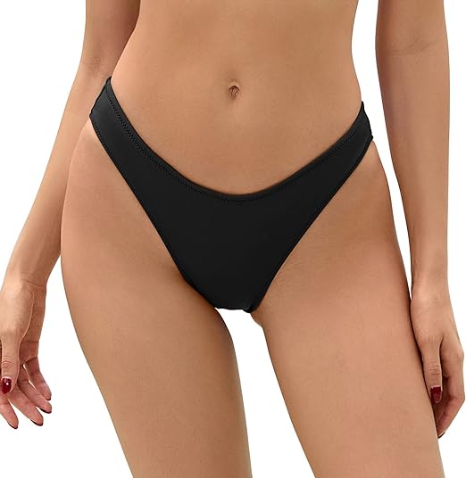 Photo 1 of XS Bellecarrie Women's Cheeky Brazilian Bikini Bottoms Low Rise High Cut Swim Bottom
