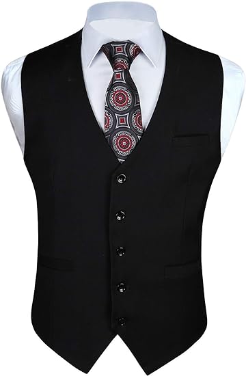 Photo 1 of L Men's Suit Vest Business Formal Dress Waistcoat Solid Color Vest for Suit or Tuxedo