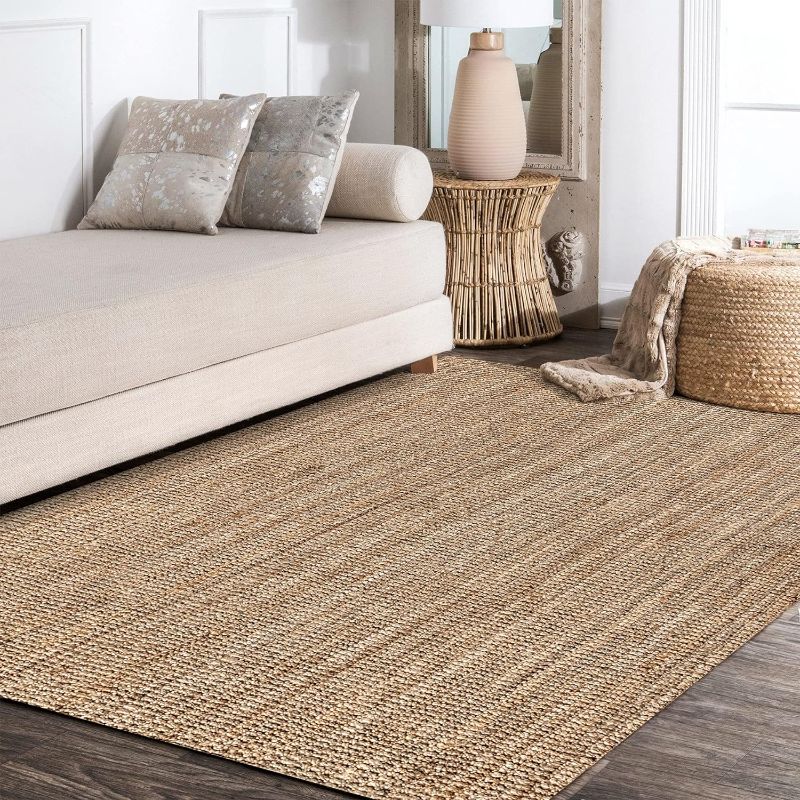 Photo 1 of Pata Hand Woven Chunky Jute Indoor Area -Rug Bohemian Farmhouse Easy -Cleaning Bedroom Kitchen Living Room Non Shedding XL 