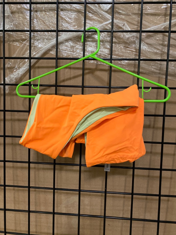 Photo 2 of  Small Women's Solid Color Bandeau Bikini Set (Bright Neon Orange) 
