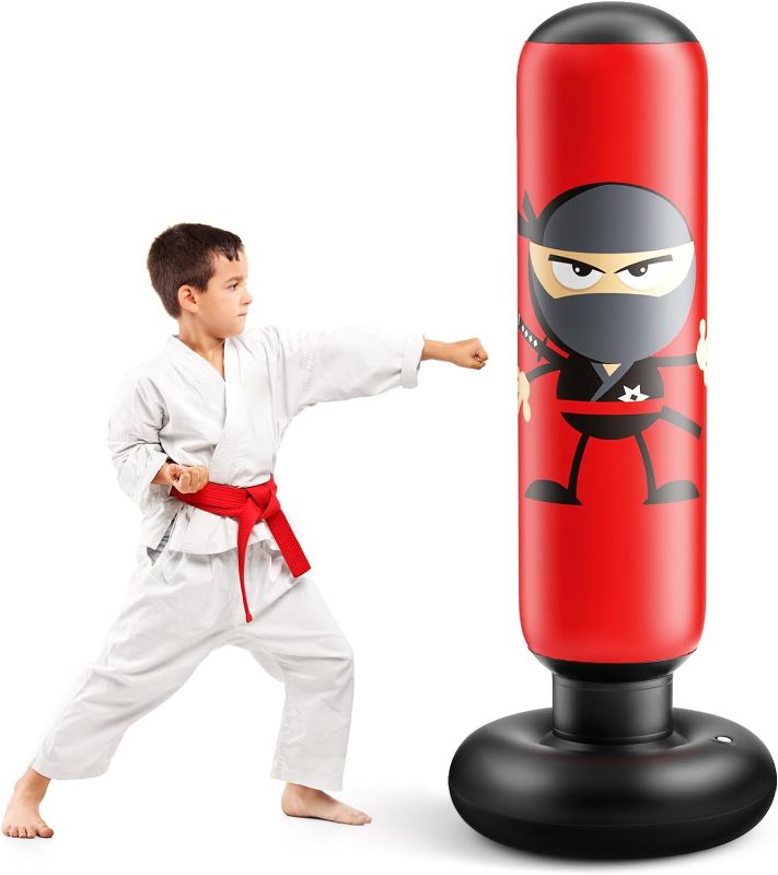 Photo 1 of Inflatable Kids Punching Bag, Punching Bag Karate Gifts for Boys and Girls, Boxing Bag for Immediate Bounce Back for Practicing Karate, Taekwondo, and to Relieve Pent Up Energy in Kids and Adults

