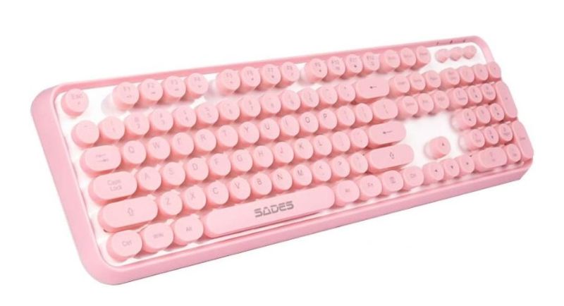 Photo 1 of SADES V2020 Pink Wireless Keyboard with Round Keycaps,2.4GHz Dropout-Free Connection,Long Battery Life,Cute Wireless Moues for PC/Laptop/Mac(Pink)
