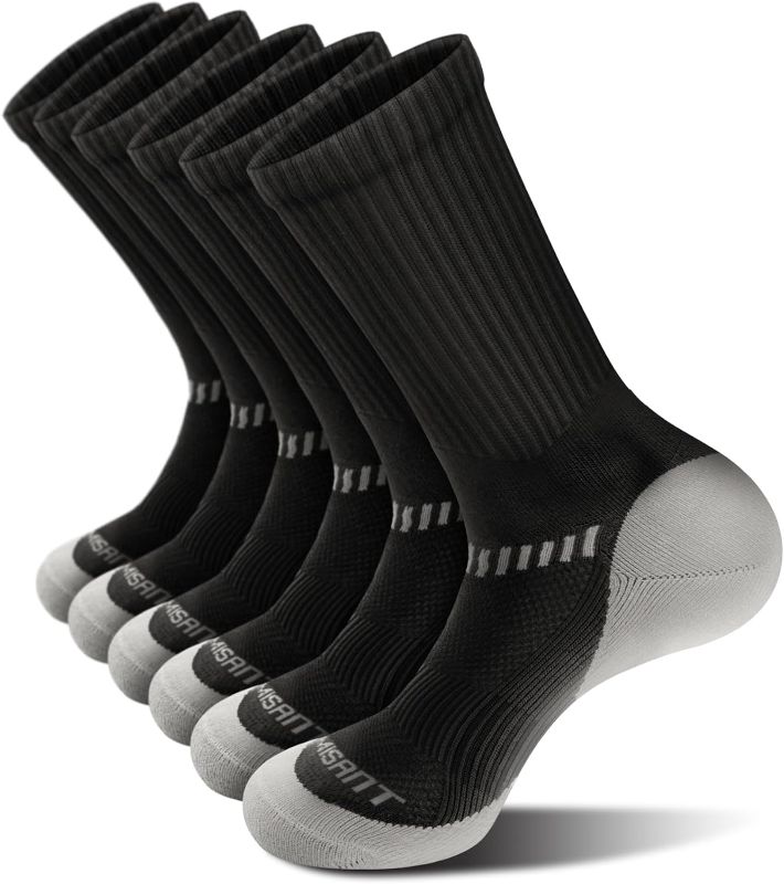 Photo 1 of XL KEMISANT Men Sports Socks 6Pairs, Compression Crew Work Socks Cushioned for Men-Arch Compression Support
