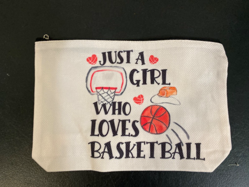 Photo 2 of Basketball Makeup Bag Basketball Gifts for Girls Gifts for Basketball Lovers Basketball Gift Travel Accessories Bags Funny Birthday Christmas Gift for Bestie Sister Just A Girl Who Loves Basketball
